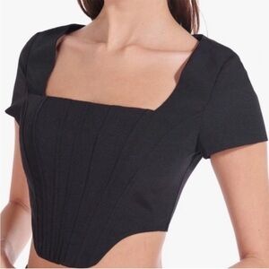 NWOT STAUD Peony Black Crop Top Boning